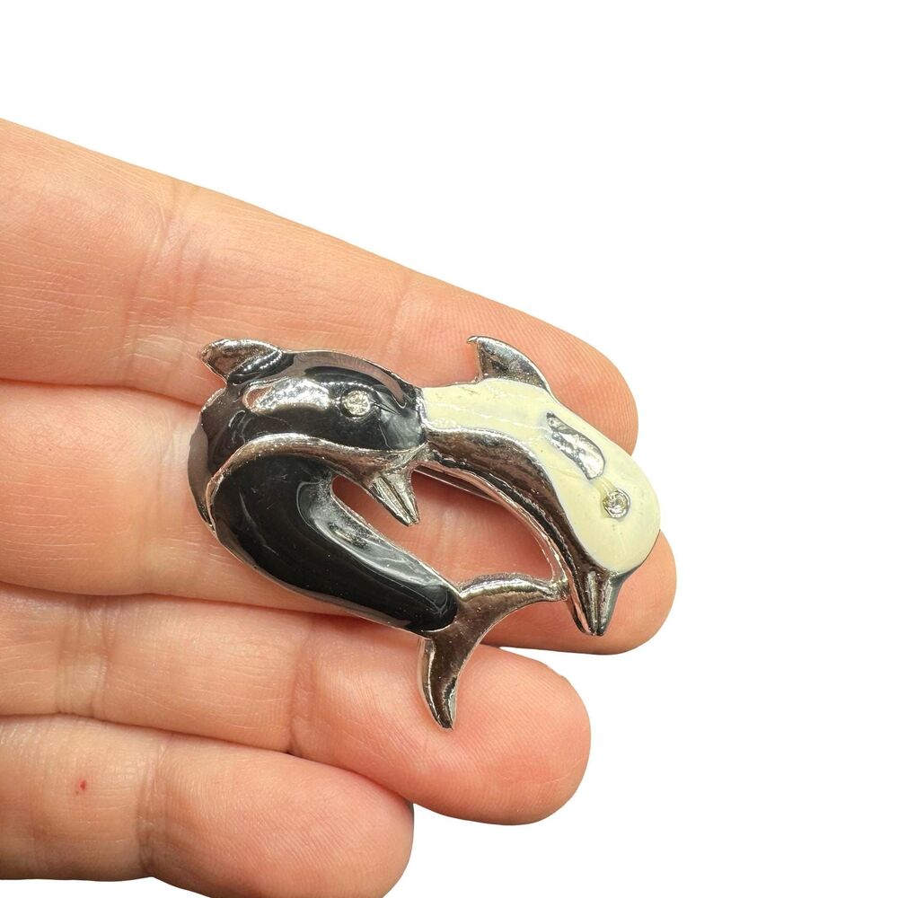 Vintage Two Dolphins Brooch, Dolphin Pin
